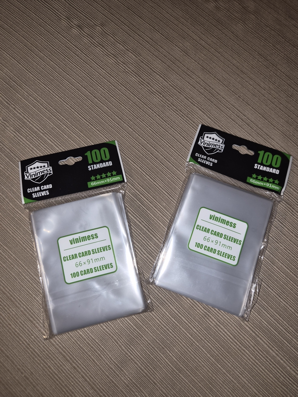 2 Pack Set Clear Card Sleeves 100-Pack - Transparent